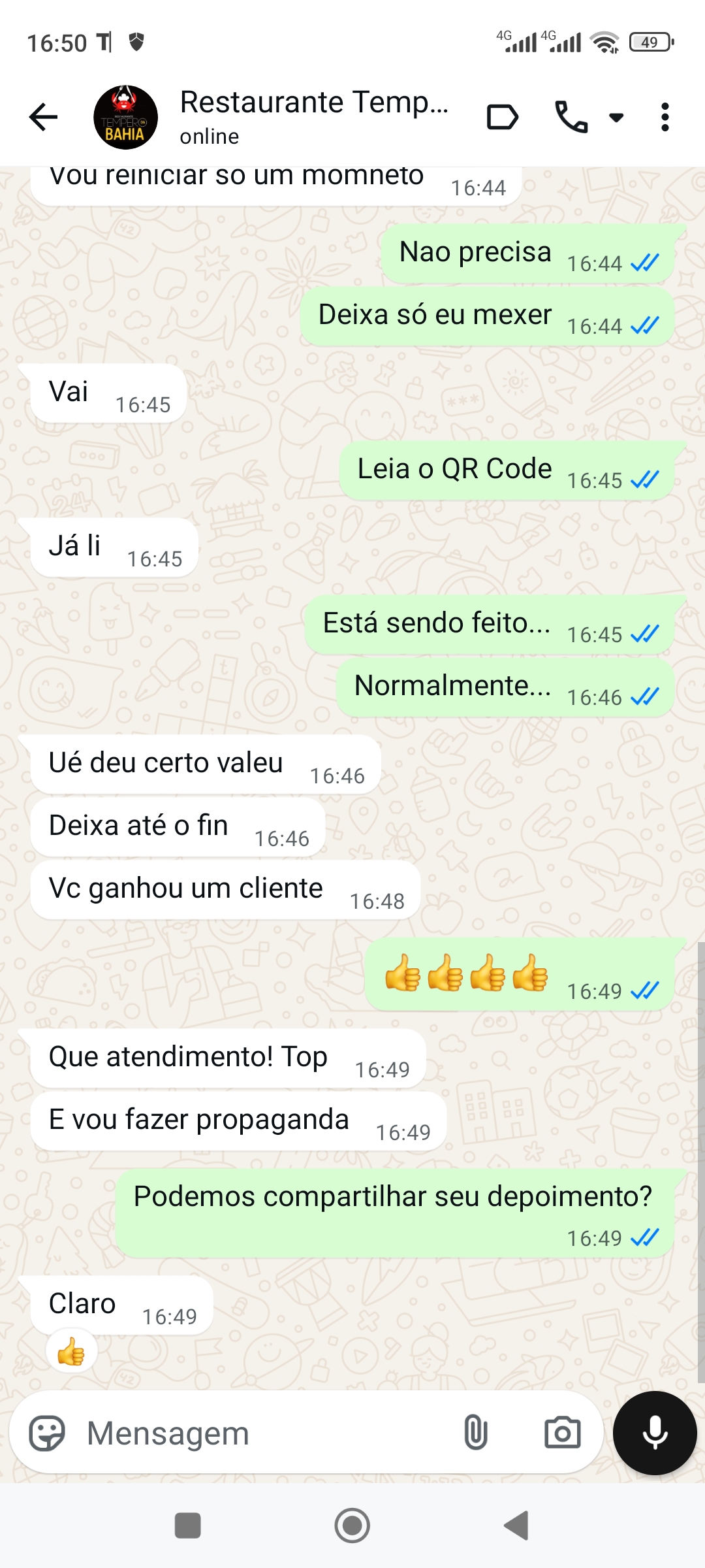 Depoimento Antonio Simoes via WhatsApp